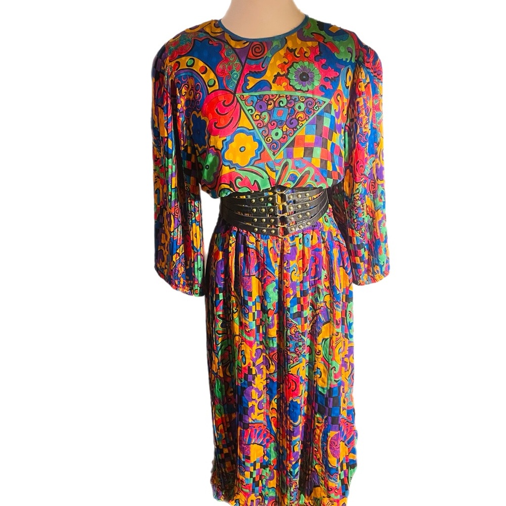 RARE 1980’s Diane Fres’ Multicolor Long Sleeve Dress